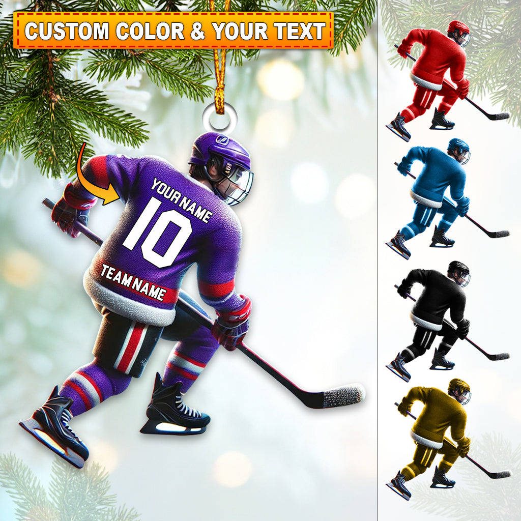 Blisscorners Custom Name and Number Ice Hockey Ornament, Christmas Gift Decoration2D Flat LM2111