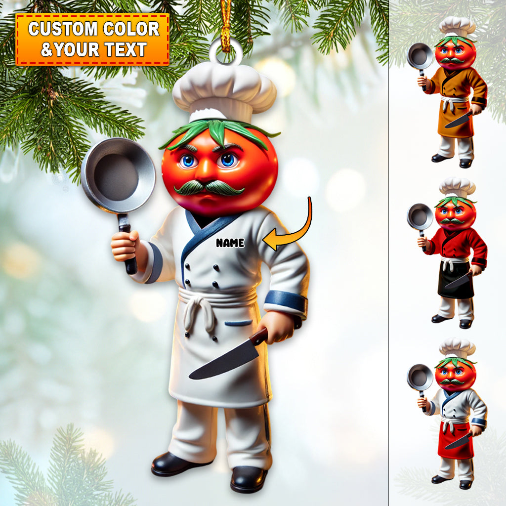 Blisscorners Custom Name Chef Ornament, Christmas Gift for Cooking Lover542D Flat LM2111