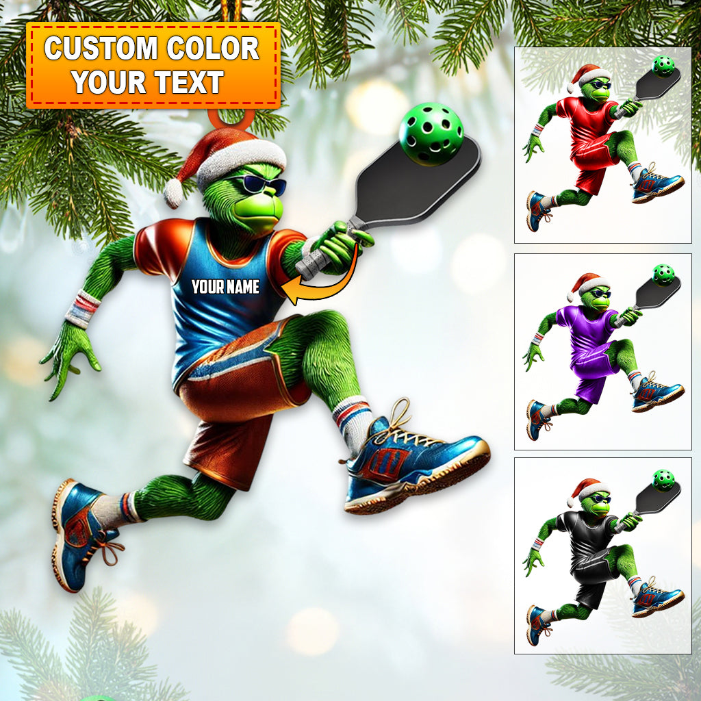 Blisscorners Custom Name Pickleball Grinch Ornament, Pickleball Lover Christmas Gift2D Flat LM2111