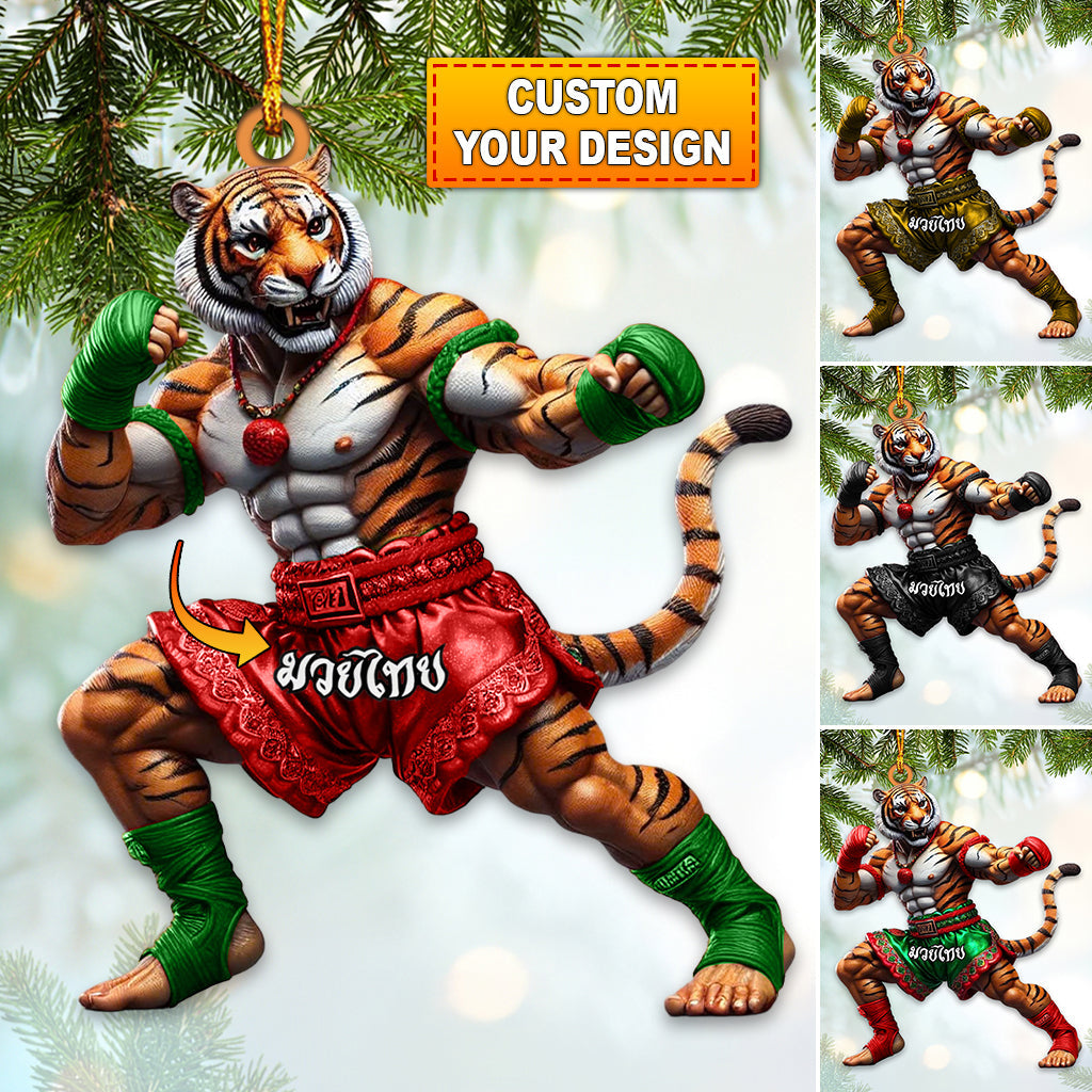 Blisscorners Custom Name Muay Thai Ornament, Muay Thai Santa Christmas Gift2D Flat LM2211