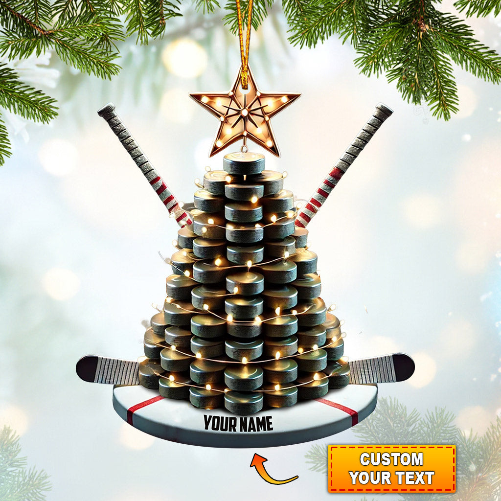 Blisscorners Hockey Tree Christmas Ornament, Personalized Ornament2D Flat LM2211