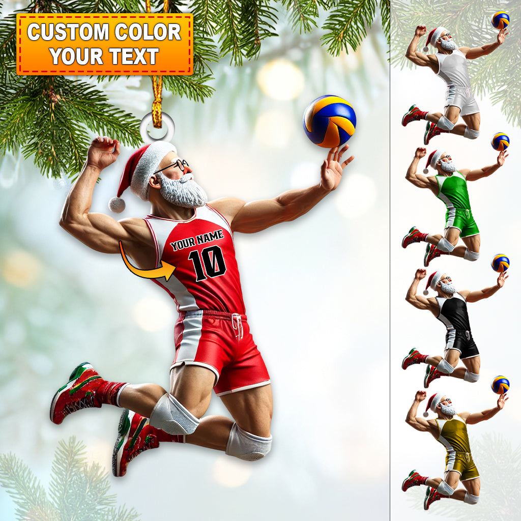 Blisscorners Custom Name Volleyball Santa Ornament, Volleyball Lover Christmas Gift2D Flat LM2211