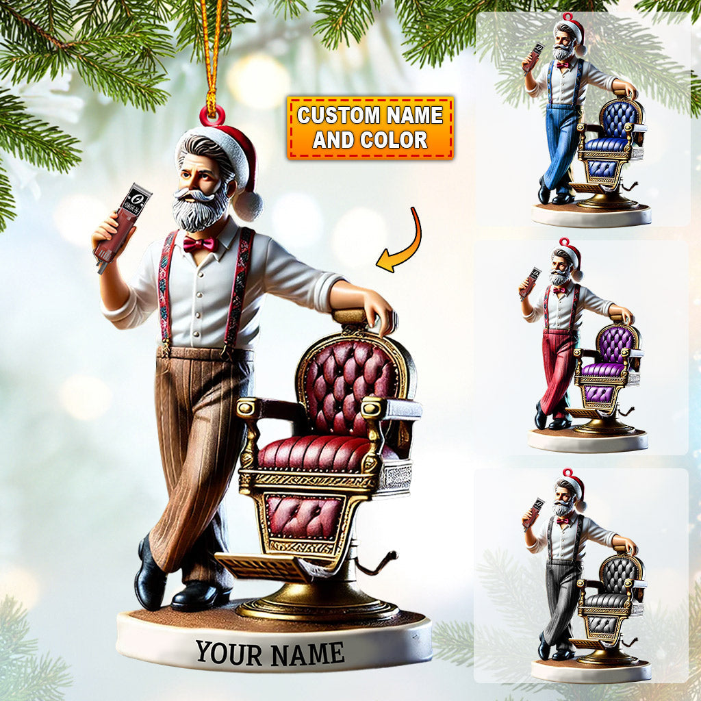 Blisscorners Santa Barber Christmas Ornament, Personalized Ornament2D Flat LM2211