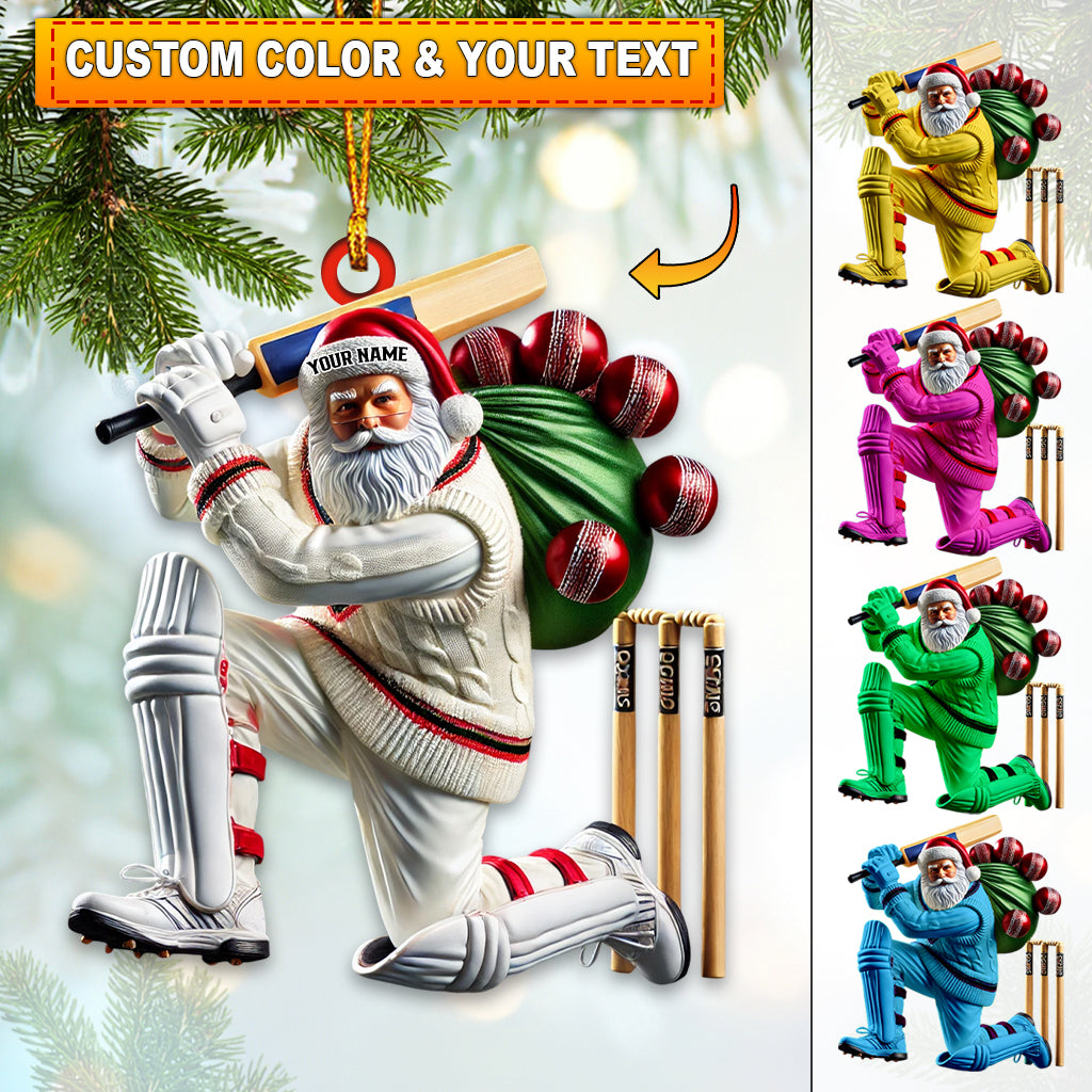 Blisscorners Cricket Bat Lover Christmas Home Decor Christmas Ornament, Personalized Ornament2D Flat LM2211