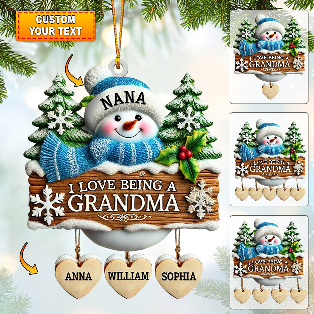 Blisscorners I Love Being Grandma Home Decor Christmas Ornament, Personalized Ornament2D Flat LM2211