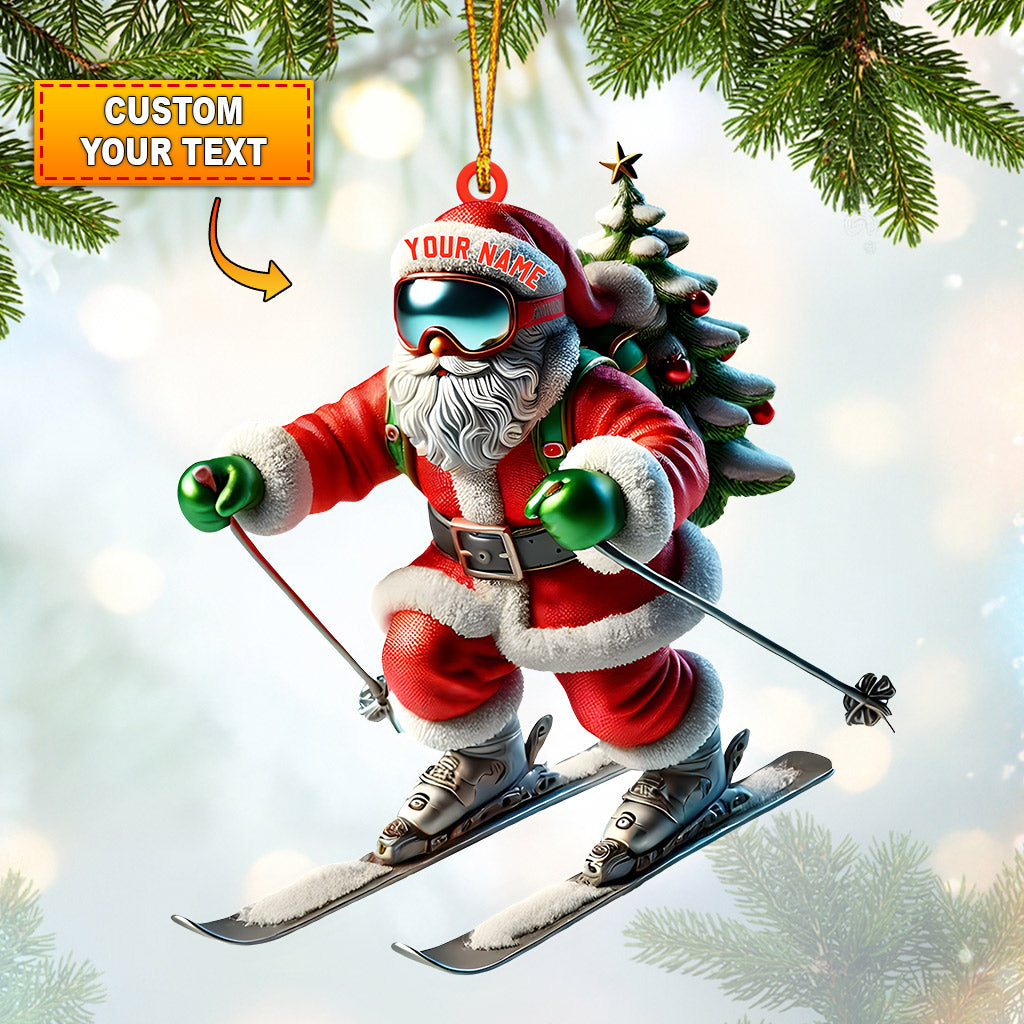 Blisscorners Santa Skiing Christmas Ornament, Personalized Ornament2D Flat LM2211