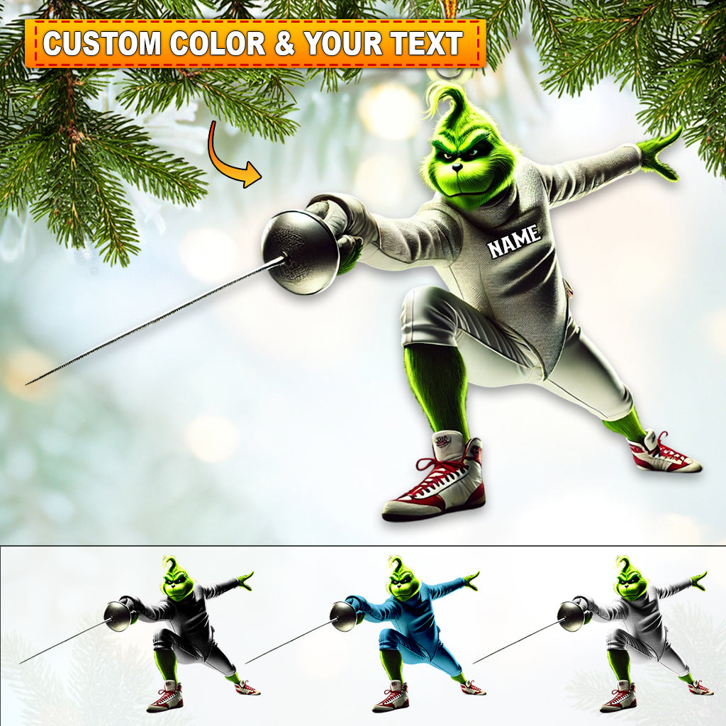 Blisscorners Custom Name Fencing Grinch Ornament, Fencing Lover Christmas Gift2D Flat LM2111