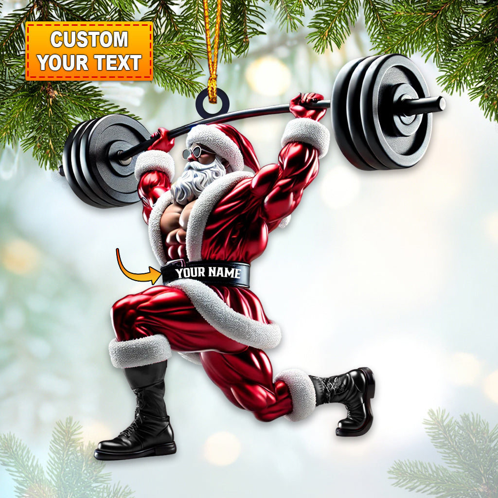 Blisscorners Custom Name Gym Work Out Santa Ornament, Gymnastics Christmas Gift2D Flat LM2211