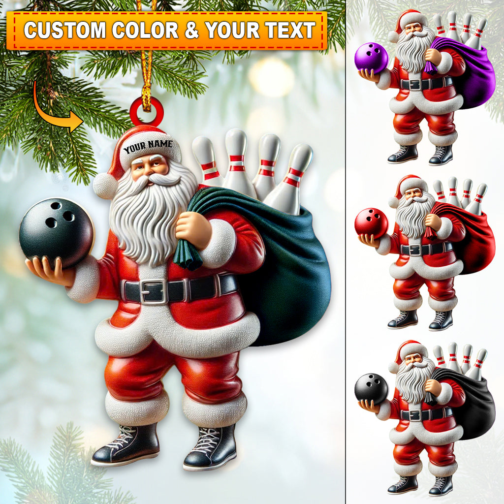 Blisscorners Bowling Santa Christmas Home Decor Christmas Ornament, Personalized Ornament2D Flat LM2211