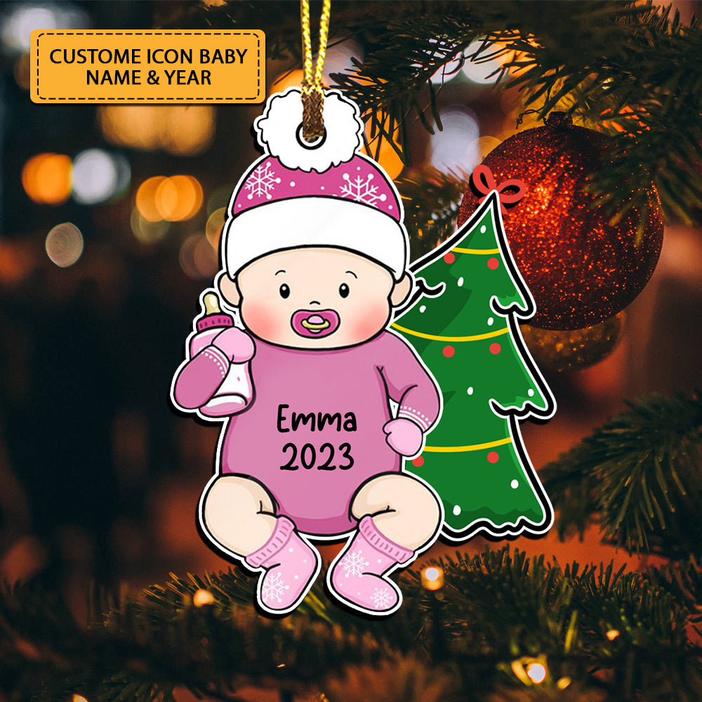 Blisscorners Xmas Baby - Custom Name, Personalized Acrylic Ornament - Gift For Christmas, Family Gift2D Flat LM2111