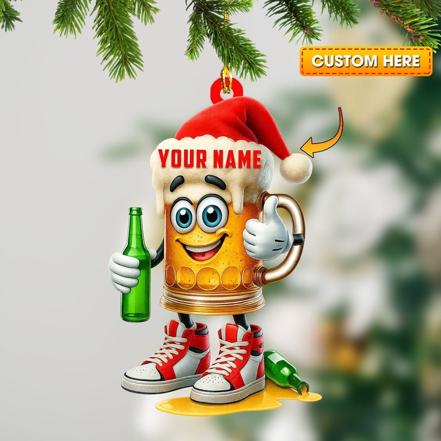 Blisscorners Christmas Beer, Home Decor, Christmas Ornament, Personalized Ornaments2D Flat LM2111