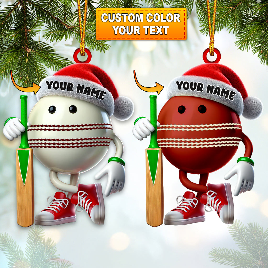 Blisscorners Cricket Ball Christmas Ornament, Personalized Ornament2D Flat LM2211