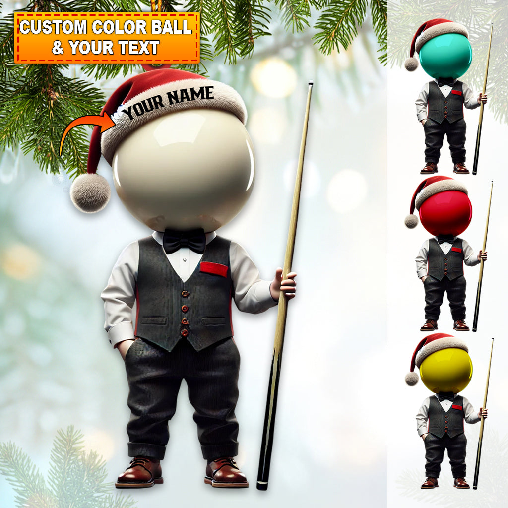 Blisscorners Custom Name Snooker Ornament, Billiard Ornament, Snooker Lover Christmas Gift2D Flat LM2111