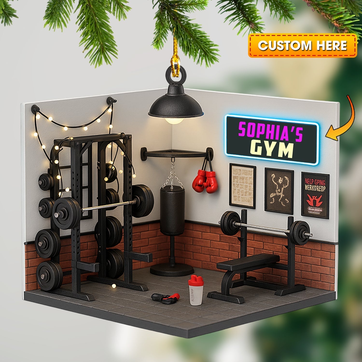 Blisscorners Christmas Gym House, Home Decor, Christmas Ornament, Personalized Ornament2D Flat LM2111