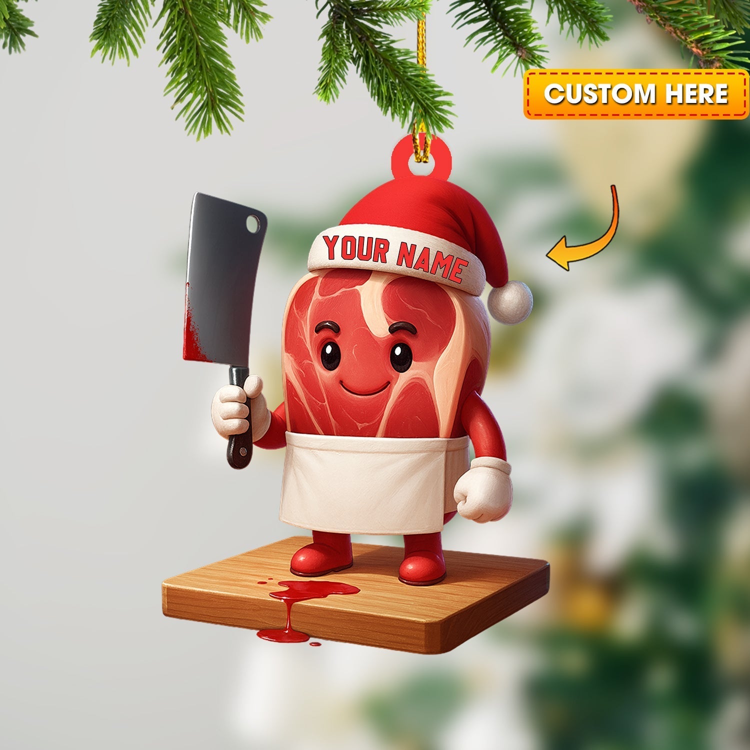 Blisscorners Christmas Meat, Home Decor, Christmas Ornament, Personalized Ornament2D Flat LM2111