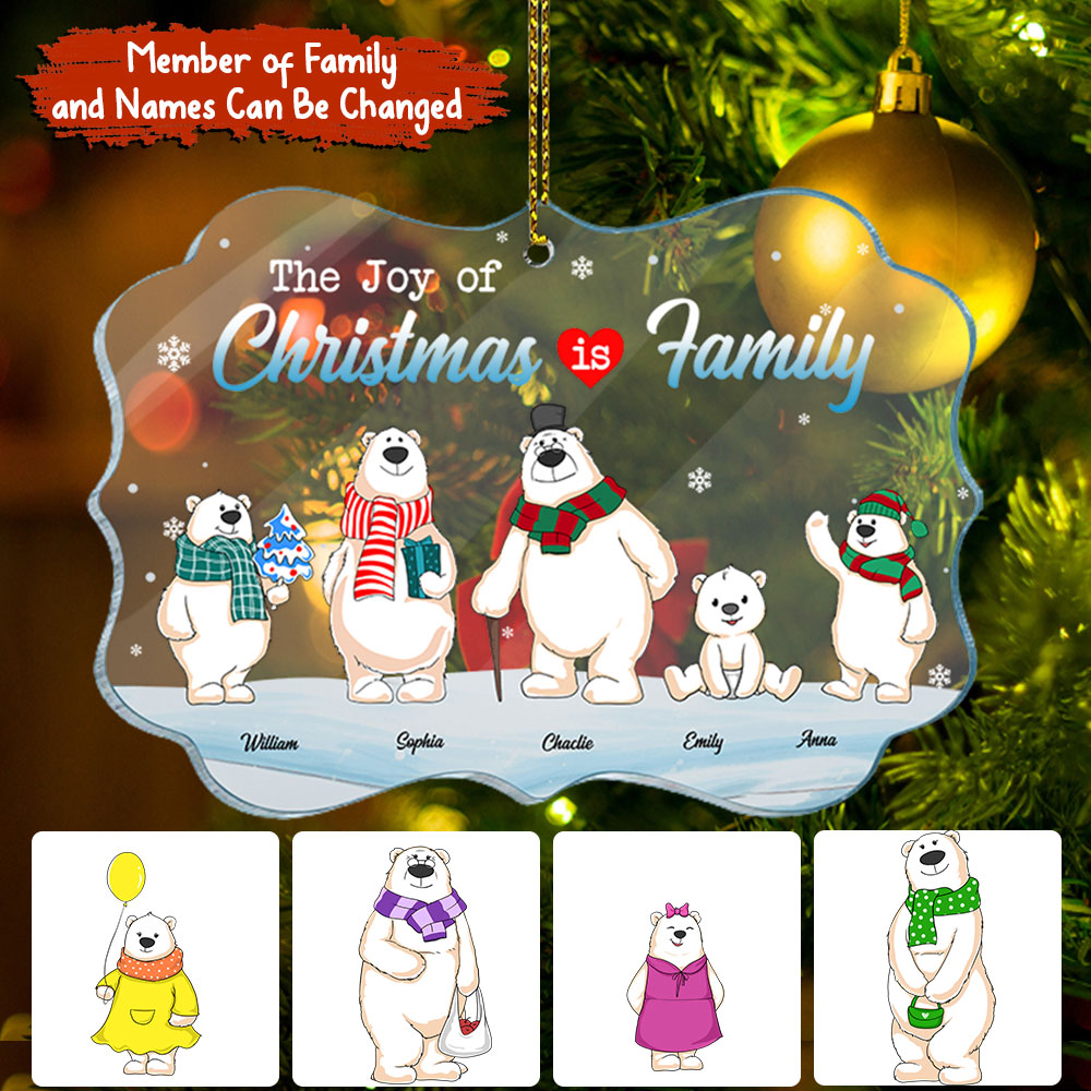 Blisscorners The Joy Of Christmas Is Family - Custom Appearances And Names Christmas Gift - Personalized Acrylic Ornament2D Flat LM2111