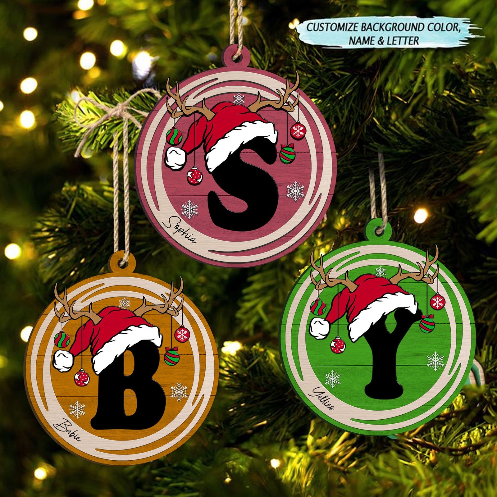 Blisscorners Christmas Letter - Personalized 2-Layered Wooden Ornament - Gift For Family, Xmas Gift2D Flat LM2111
