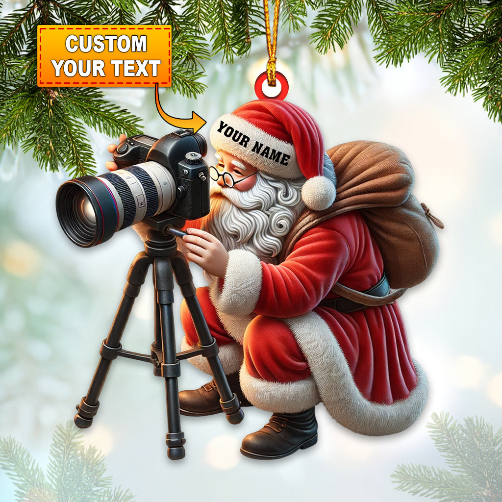 Blisscorners Custom Name Santa Microscope Ornament, Microscope Love Christmas Decoration2D Flat LM2111