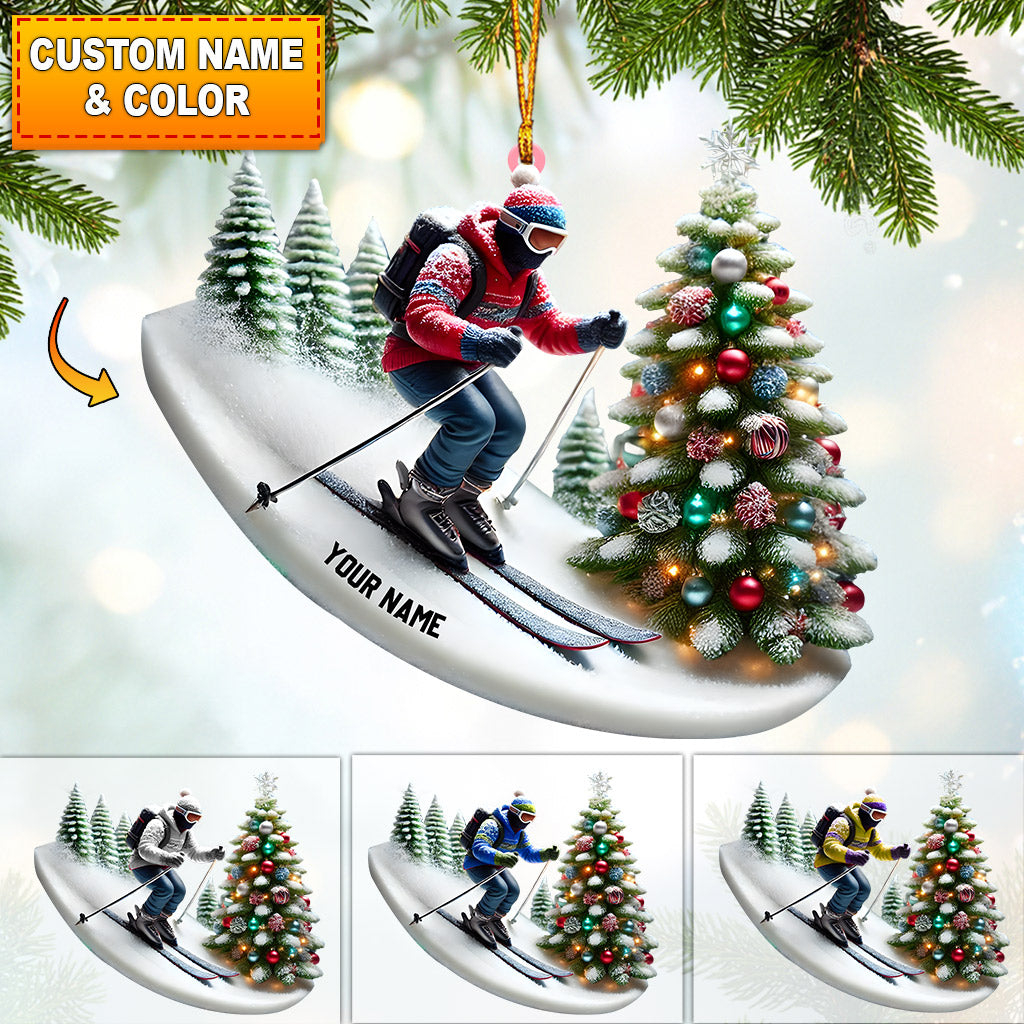 Blisscorners Merry Christmas Skiing Home Decor Christmas Ornament, Personalized Ornament2D Flat LM2211