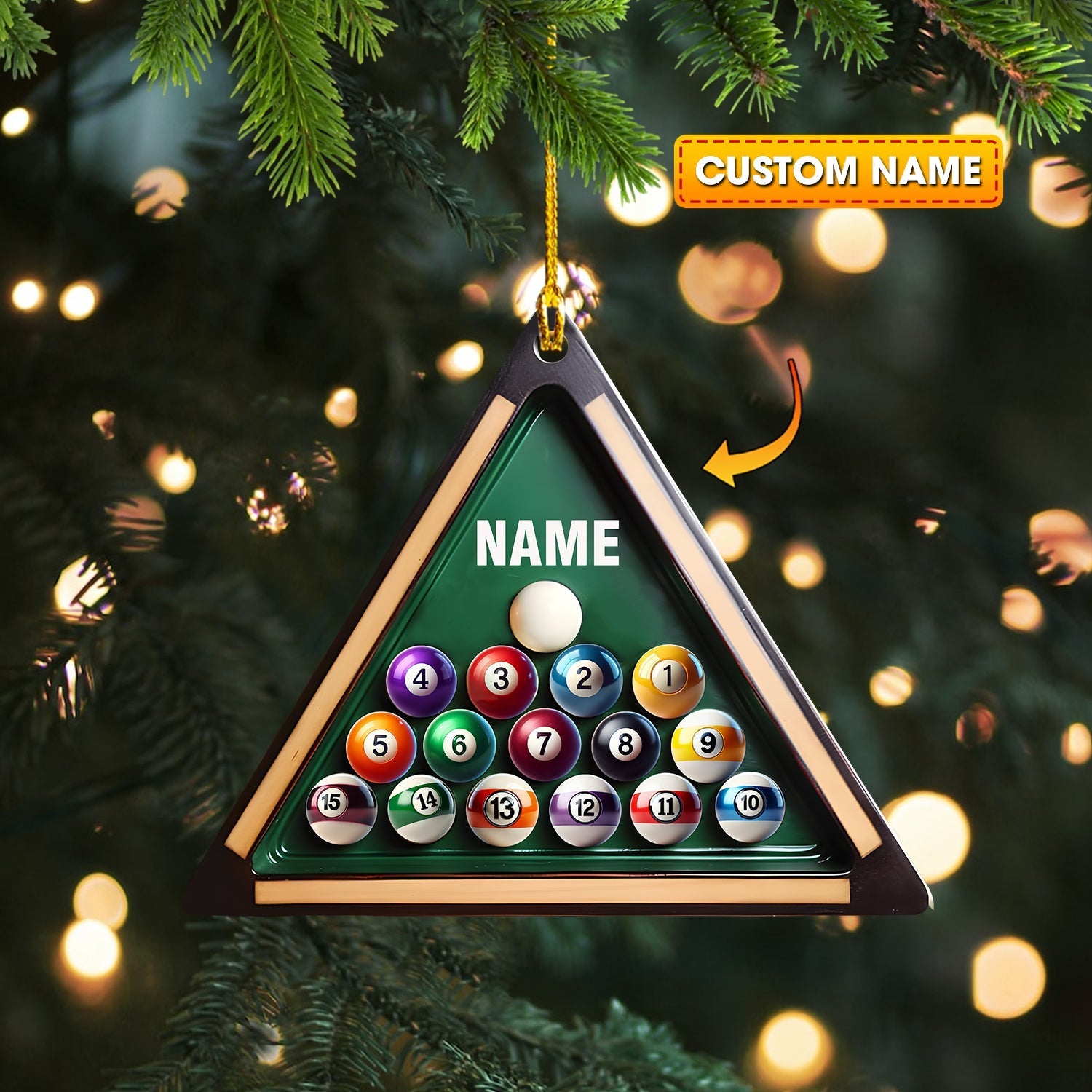 Blisscorners Pool Table Billiard Ball Christmas Ornament, Personalized Ornament2D Flat LM2211