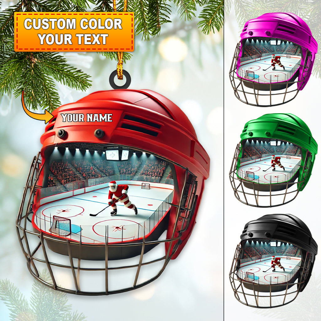 Blisscorners Custom Name Ice Hockey Ornament, Ice Hockey Lover Christmas Gift2D Flat LM2111