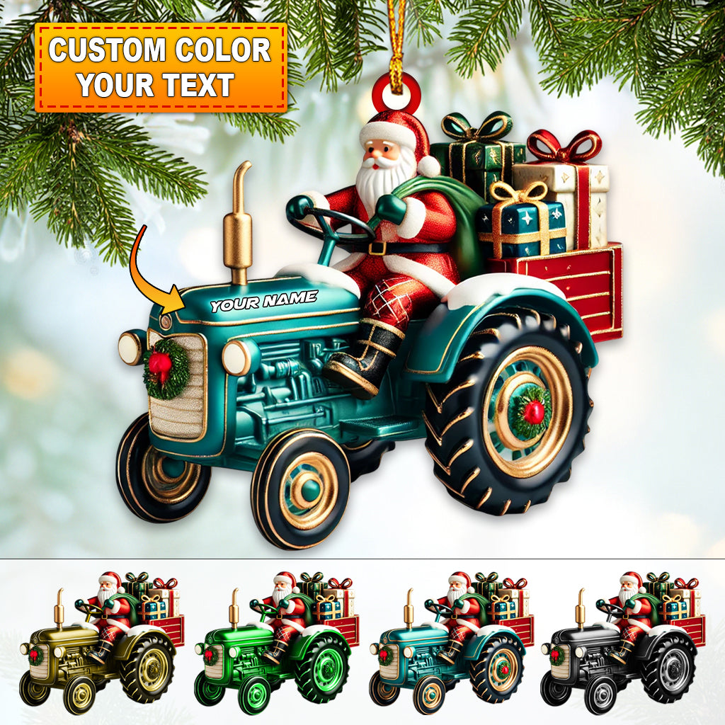 Blisscorners Custom Name Santa Truck Ornament, Santa Christmas Gift Decoration2D Flat LM2111