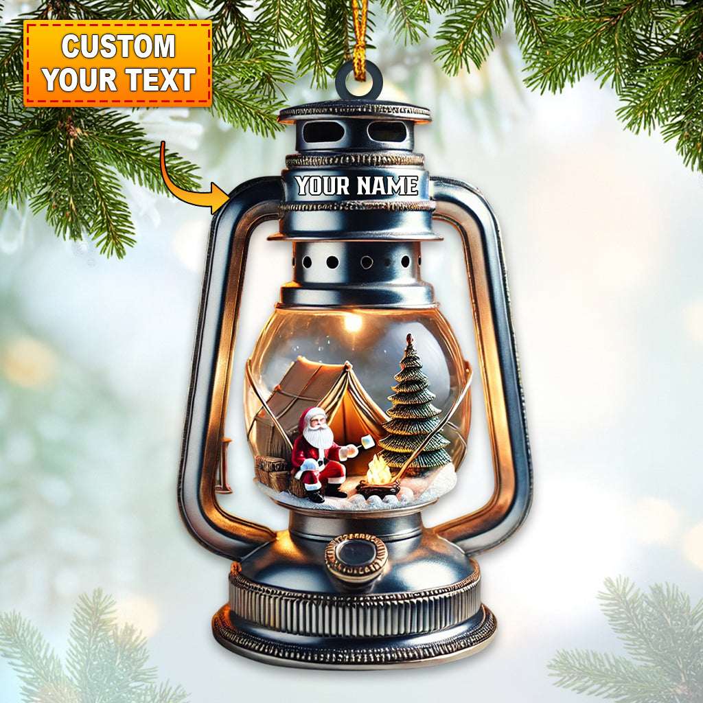 Blisscorners Custom Name Santa Camping Fire Ornament, Camping Lover Christmas Gift2D Flat LM2111