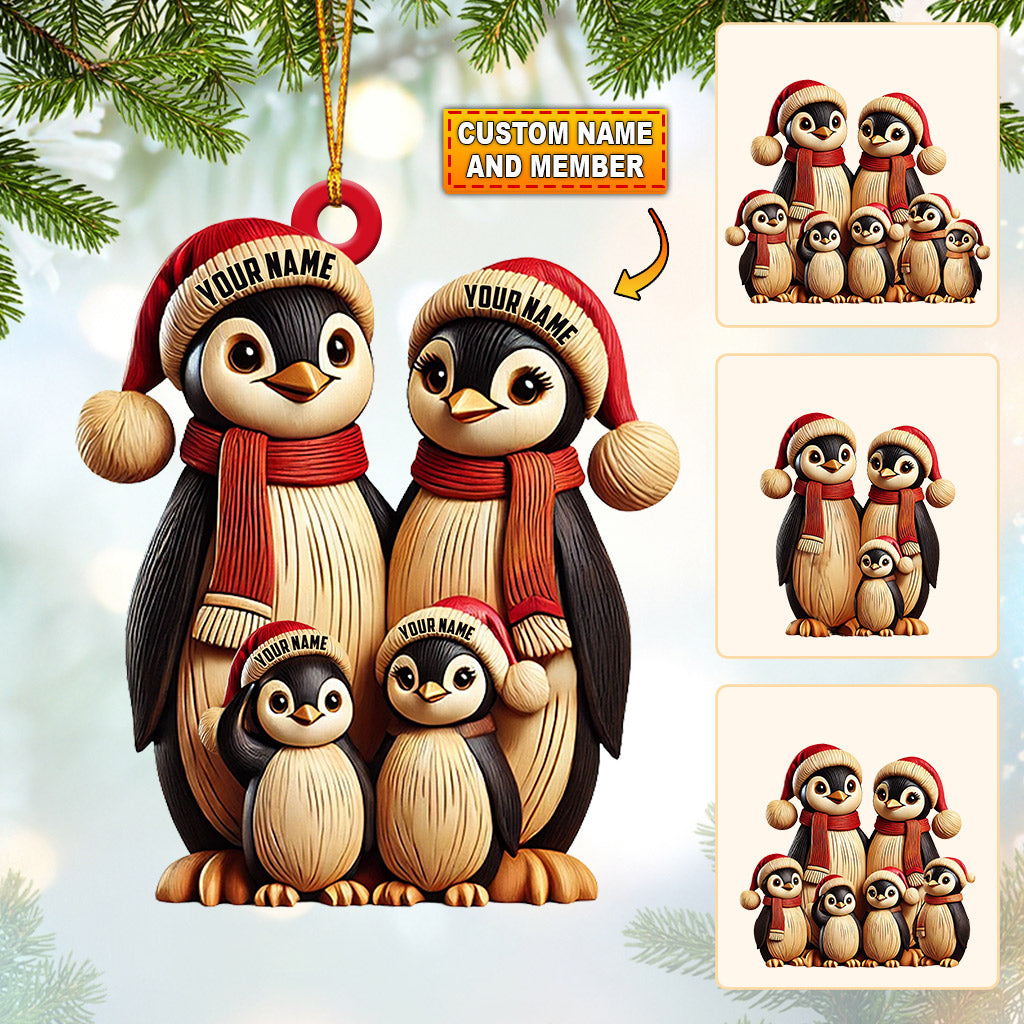 Blisscorners Penguin Family Christmas Ornament, Personalized Ornament2D Flat LM2211
