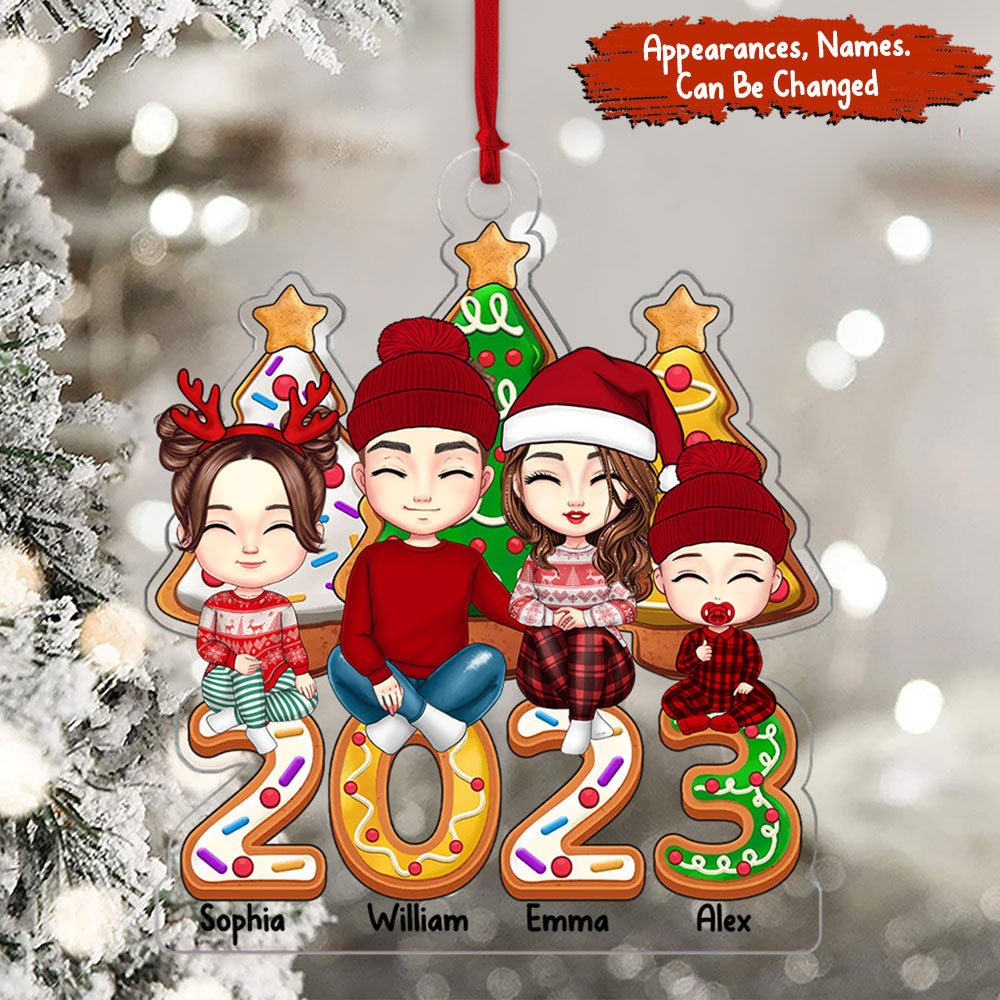 Blisscorners Merry Christmas 2023 Family Members - Personalized Acrylic Ornament - Gift For Family, Xmas Gift2D Flat LM2111
