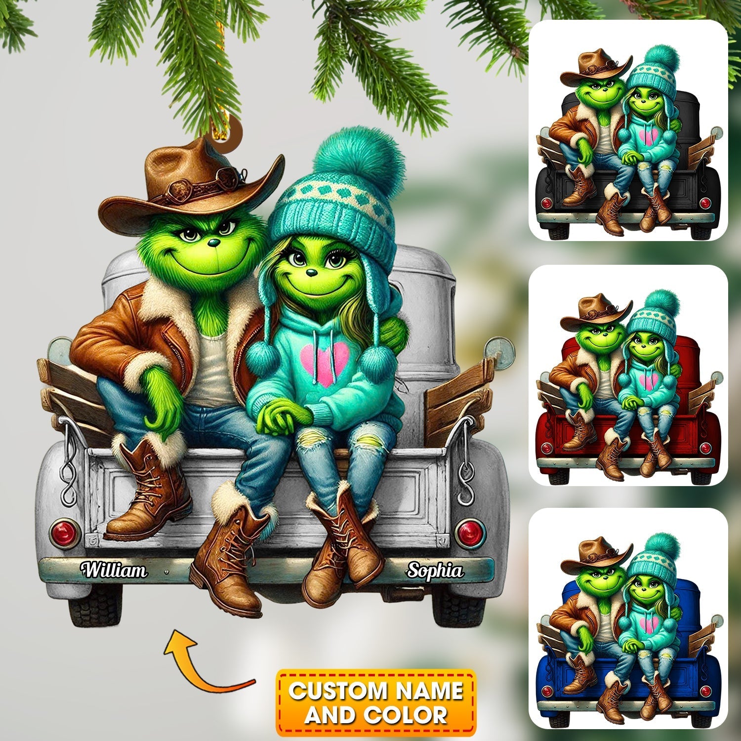 Blisscorners ELF Couple On Car Home Decor Christmas Ornament, Personalized Ornament2D Flat LM2211