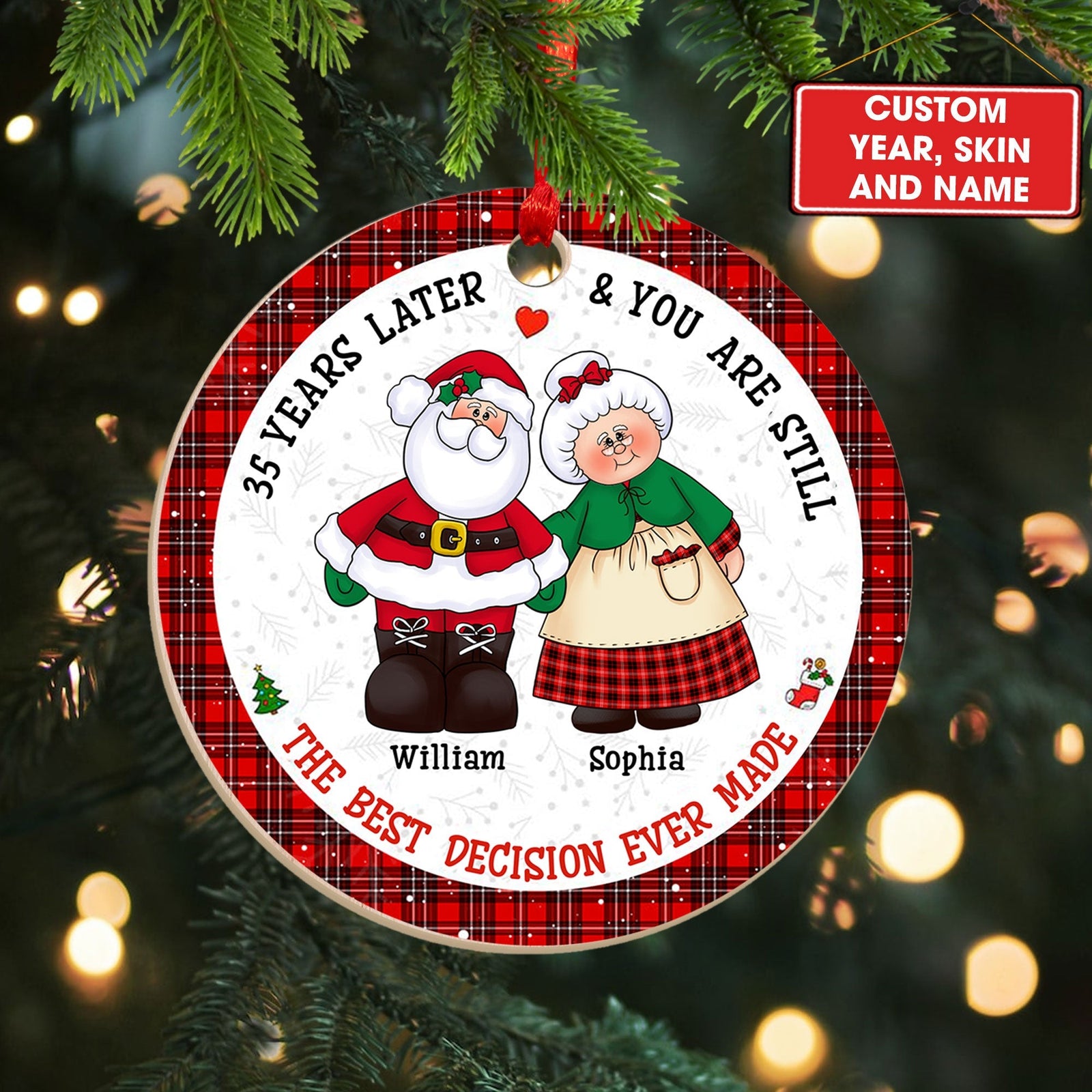 Blisscorners The Best Decision I Ever Made - Personalized Custom Shaped Wooden Ornament - Gift For family, Couple Gift2D Flat LM2111