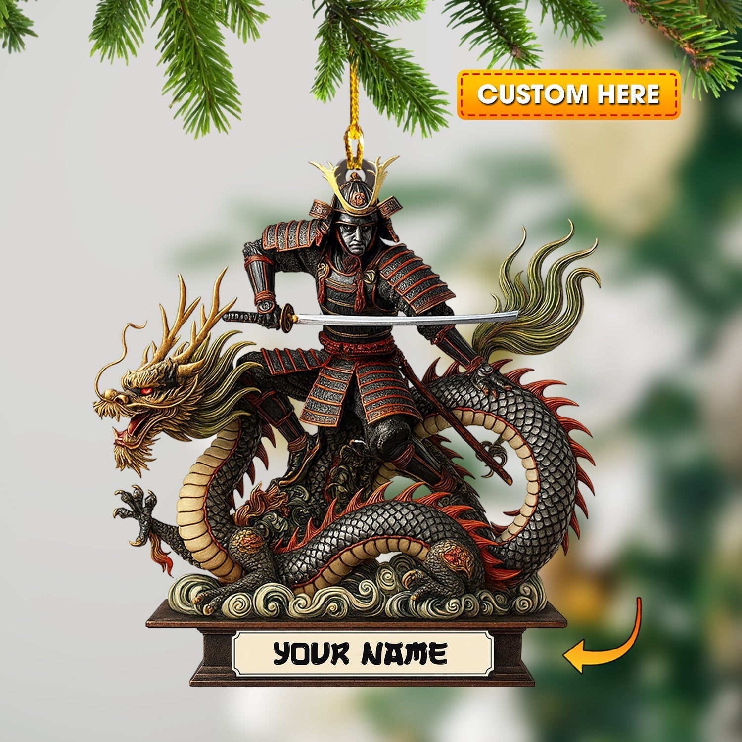 Blisscorners Dragon Samurai, Home Decor, Christmas Ornament, Personalized Ornament2D Flat LM2111