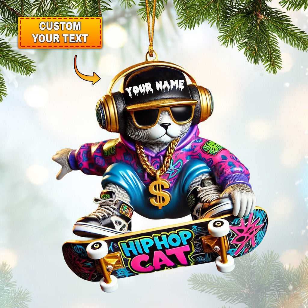 Blisscorners Hip Hop Cat Home Decor Christmas Ornament, Personalized Ornament2D Flat LM2211