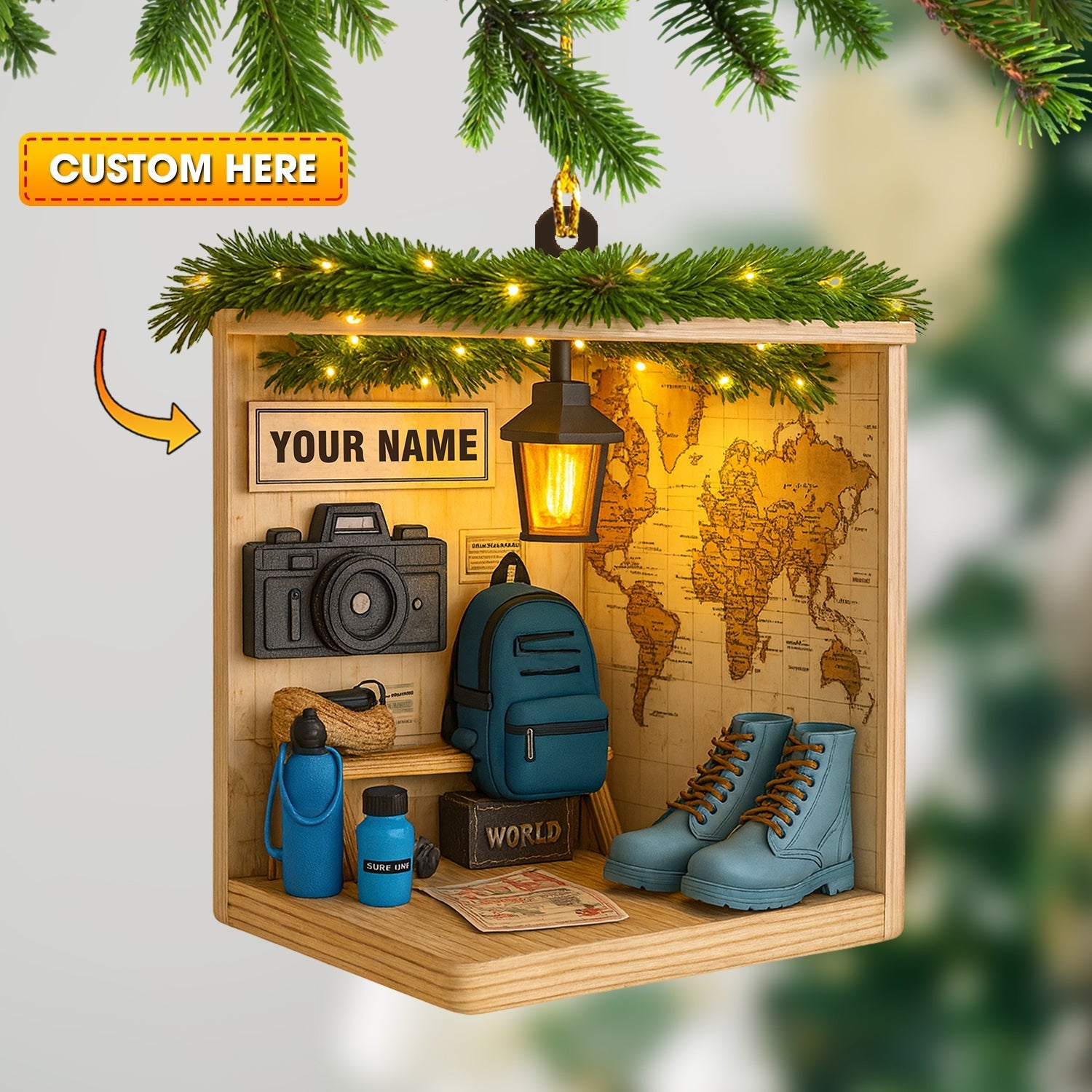Blisscorners Hiking Corner, Home Decor, Christmas Ornament, Personalized Ornament2D Flat LM2111