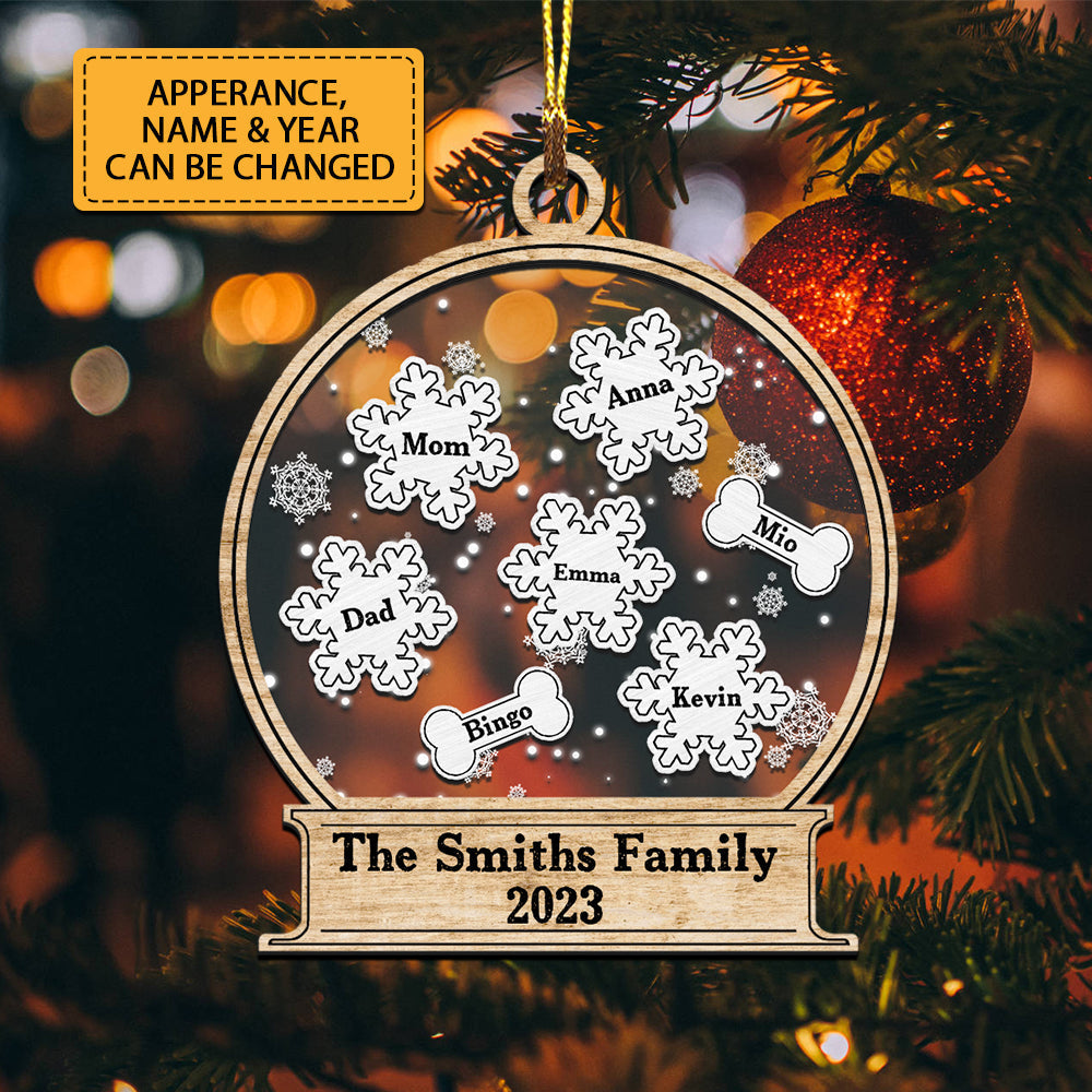 Blisscorners Personalized Ornament - Christmas Snowflakes - Christmas Gift For Family - Custom Shaker Ornament2D Flat LM2111