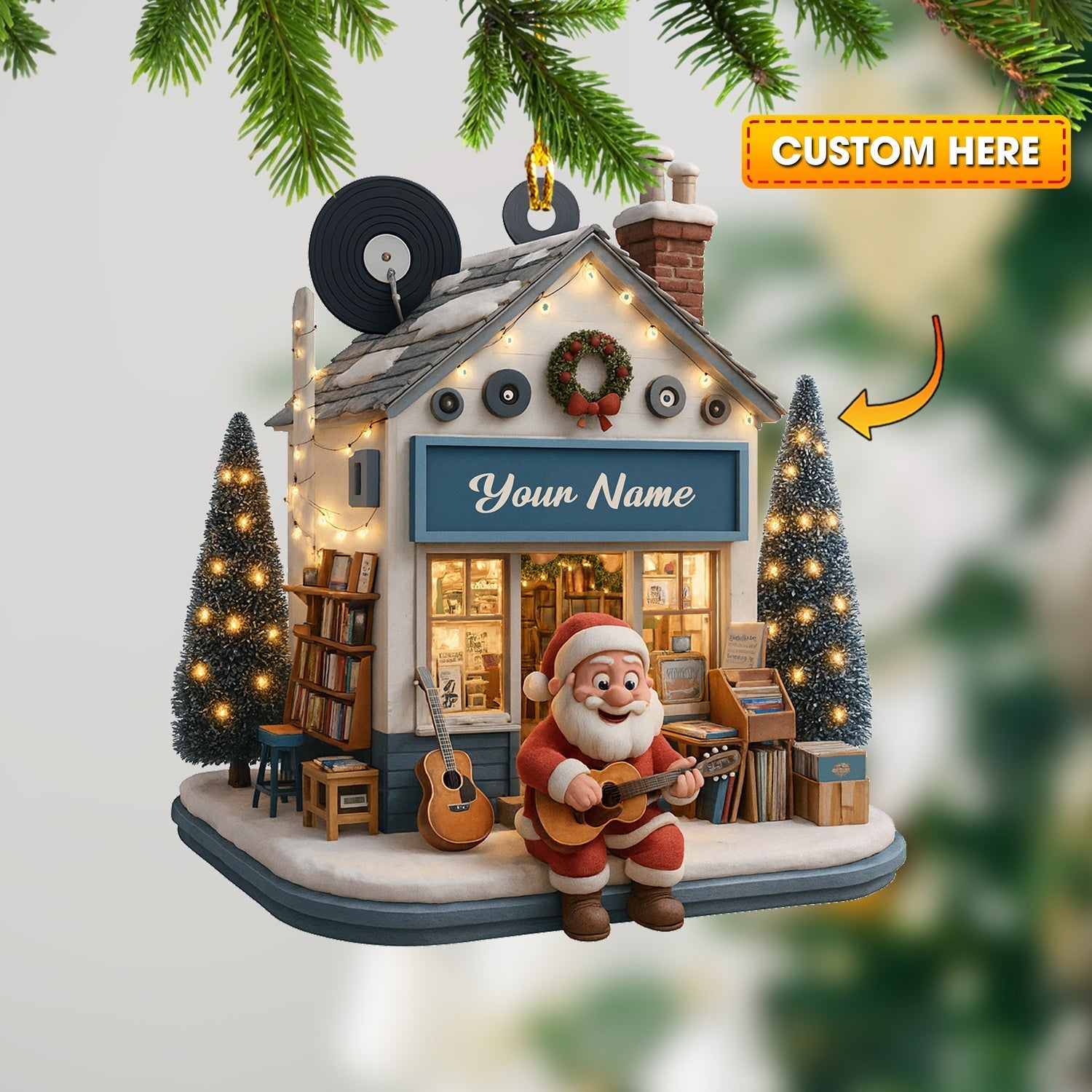 Blisscorners Christmas Santa Bookstore Home Decor, Christmas Ornament, Personalized Ornament2D Flat LM2111