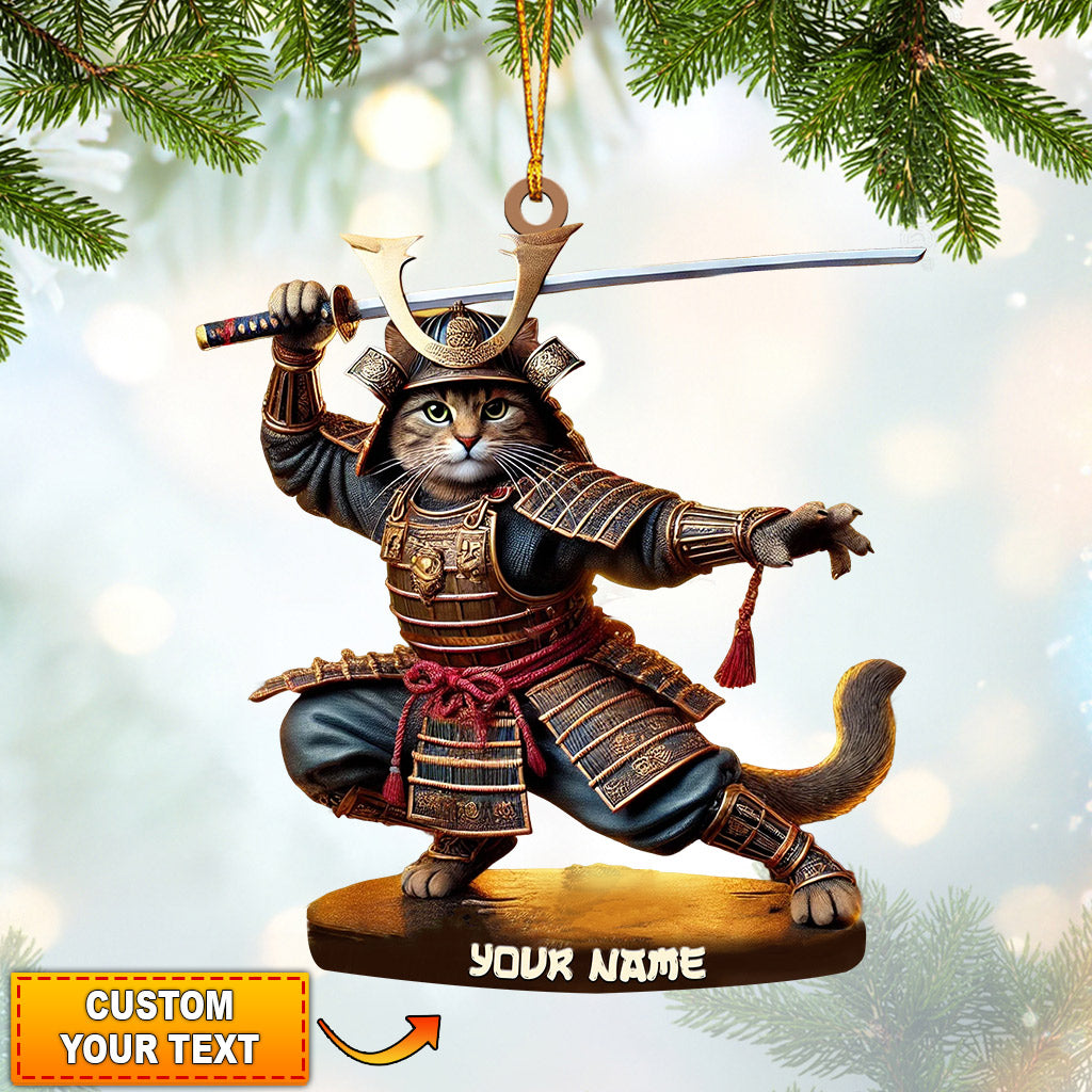 Blisscorners Samurai Cat Christmas Home Decor Christmas Ornament, Personalized Ornament2D Flat LM2211