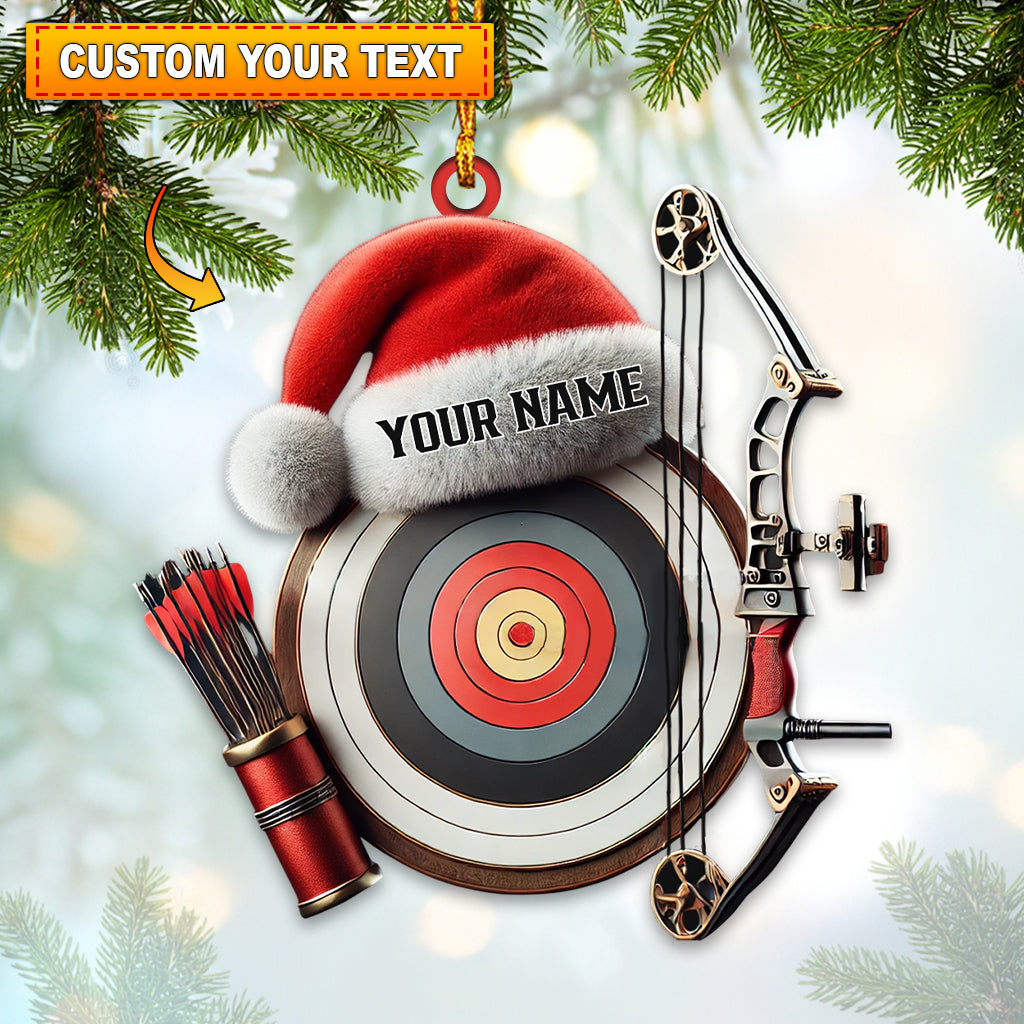 Blisscorners Custom Name Archery Santa Ornament, Archery Christmas Gift2D Flat LM2111