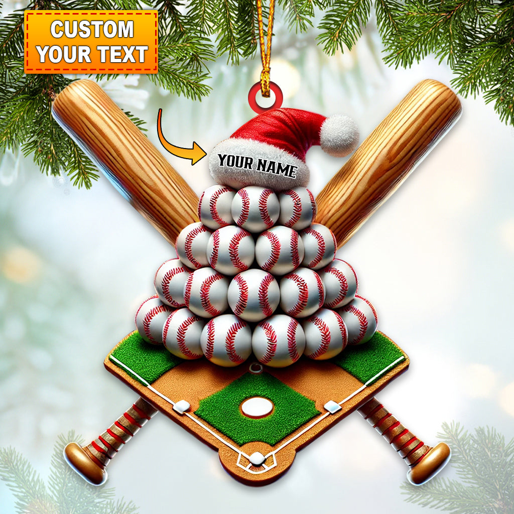 Blisscorners Custom Name Baseball Ornament, Baseball Lover Christmas Gift32D Flat LM2111