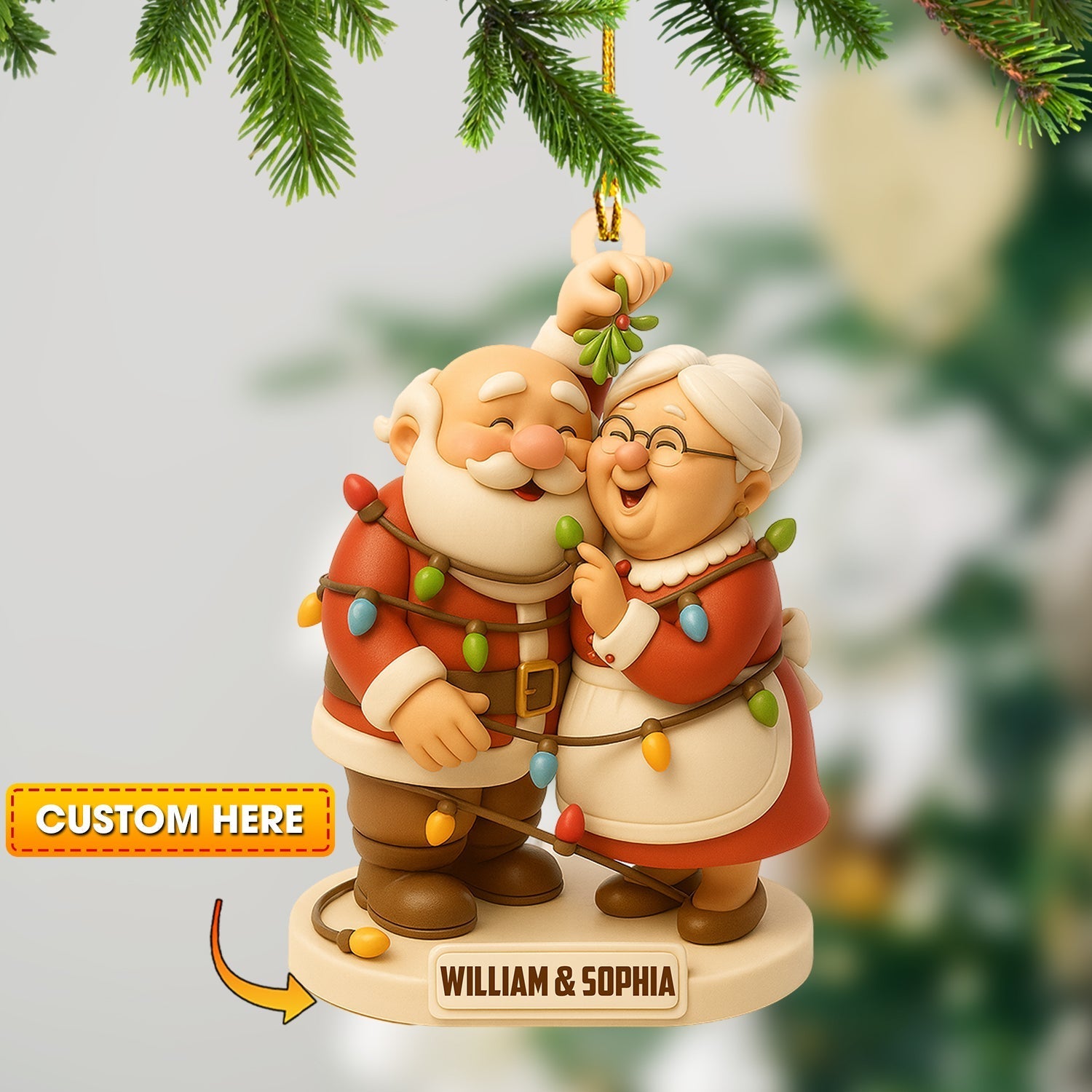 Blisscorners Christmas Old Couple, Home Decor, Christmas Ornament, Personalized Ornament2D Flat LM2111