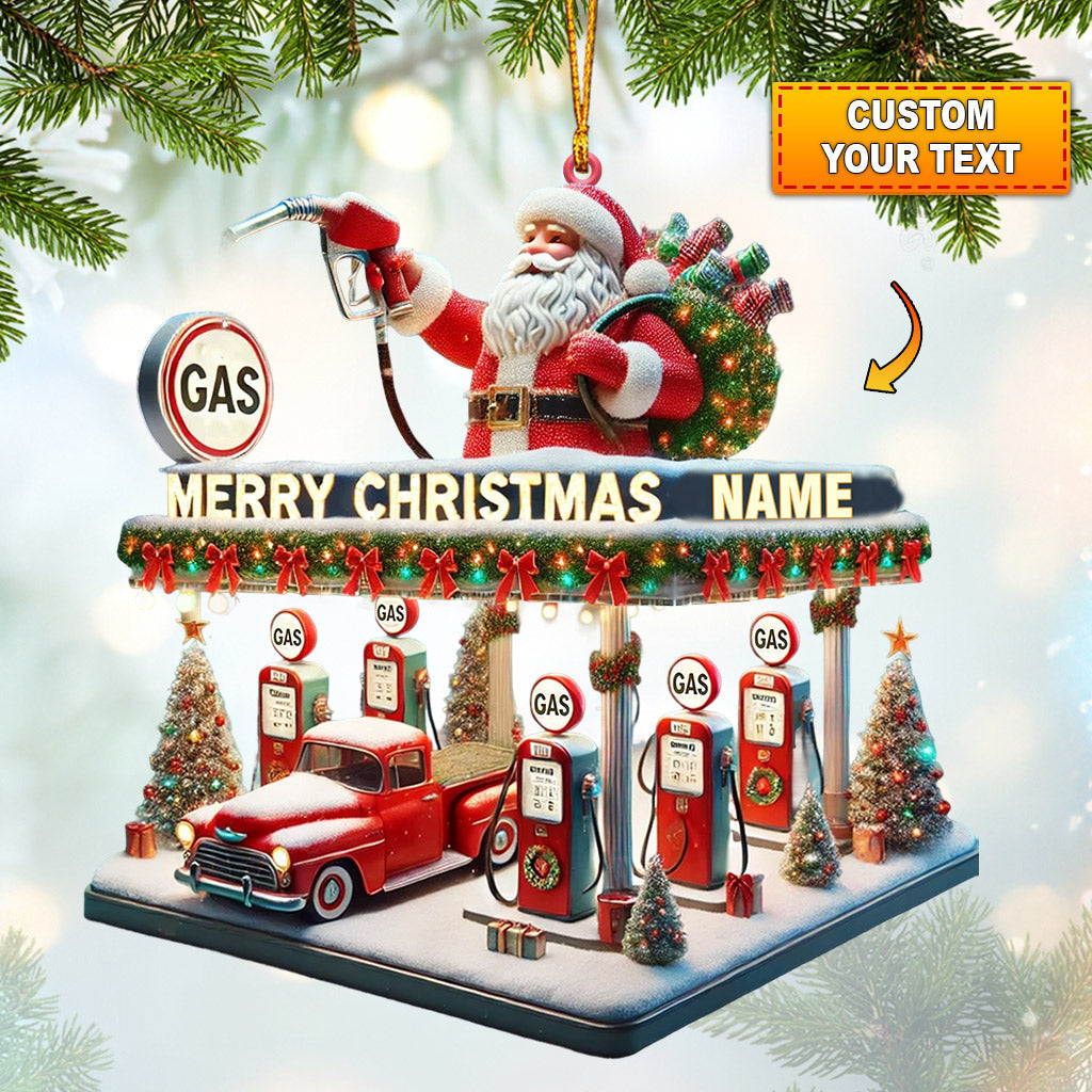 Blisscorners Gas Station Merry Christmas Ornament, Personalized Ornament2D Flat LM2211