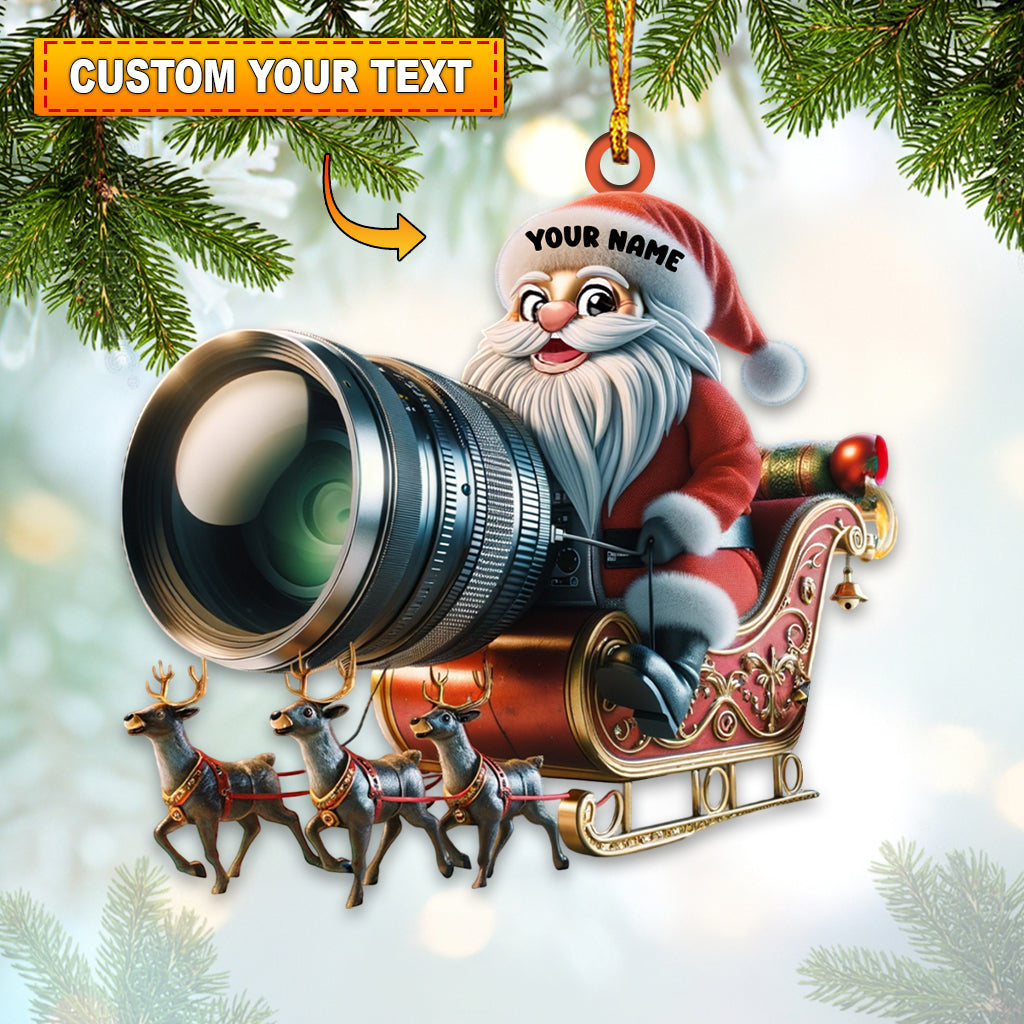 Blisscorners Photographer Santa Coming Christmas Home Decor Christmas Ornament, Personalized Ornament2D Flat LM2211