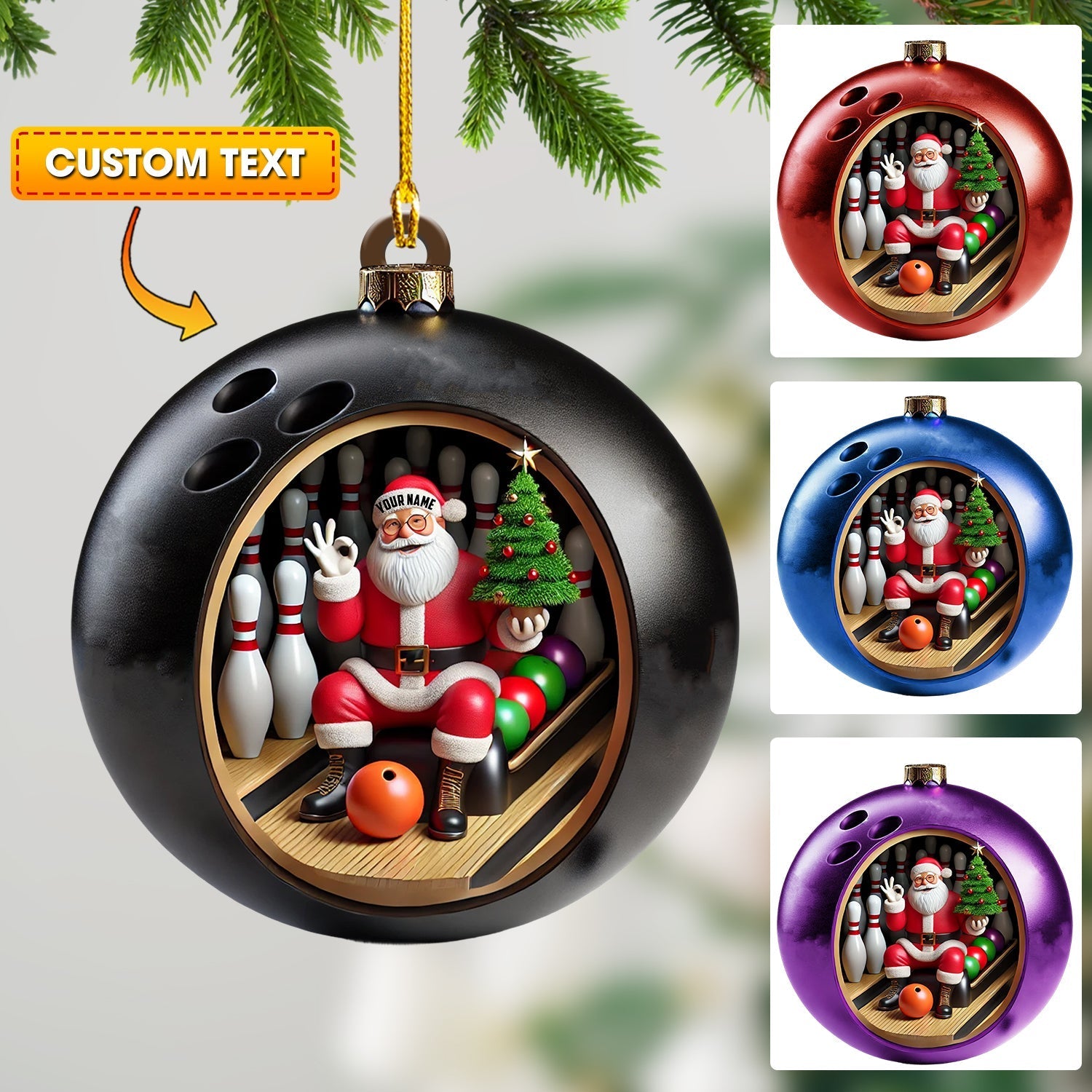 Blisscorners Bowling Ball Christmas Home Decor Christmas Ornament, Personalized Ornament2D Flat LM2211