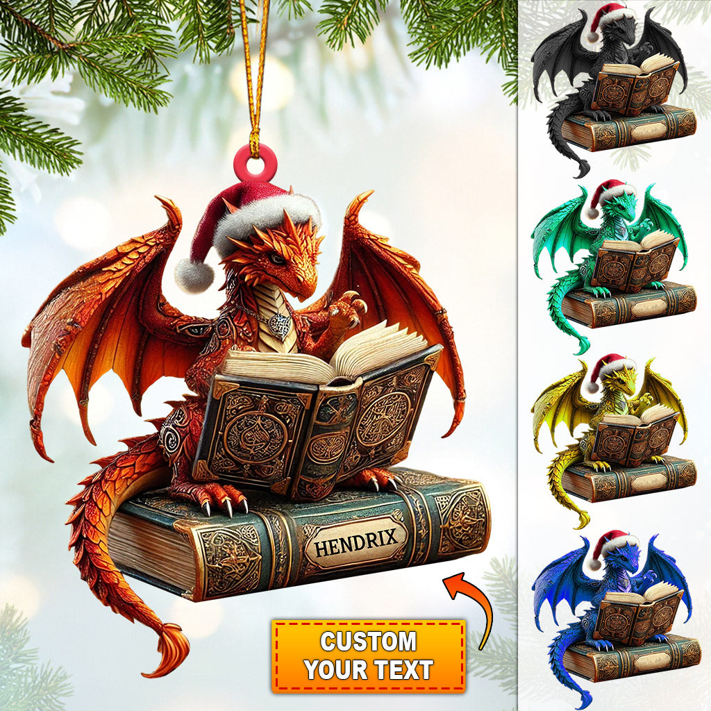Blisscorners Dragon Reading Book Christmas Ornament, Personalized Ornament2D Flat LM2211