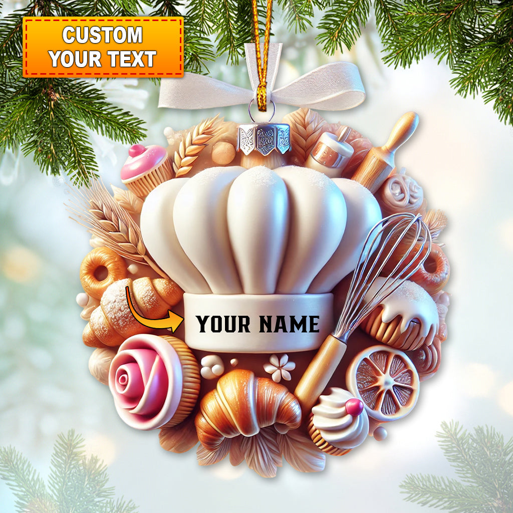Blisscorners Custom Name Ornament, Christmas Sweet Chef2D Flat LM2211