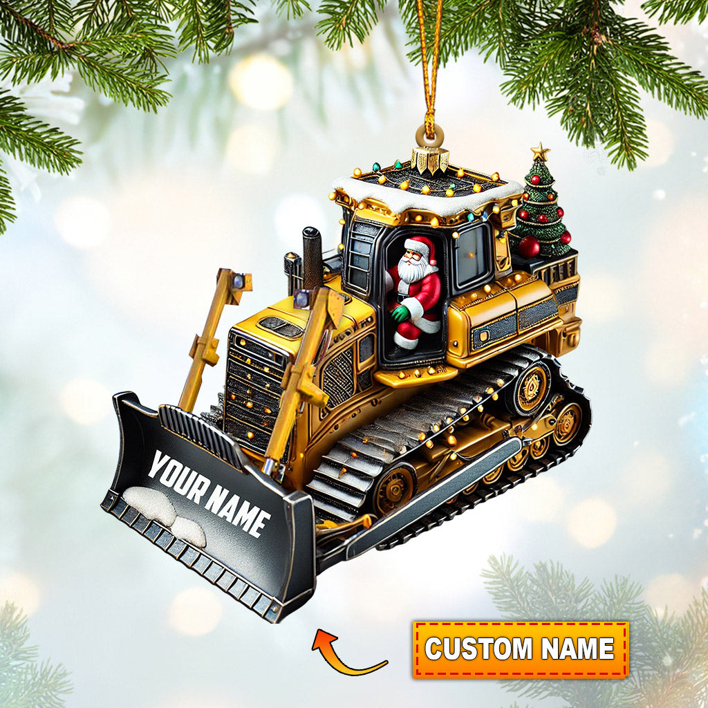 Blisscorners Santa Rides Snowplow Christmas Ornament, Personalized Ornament2D Flat LM2211
