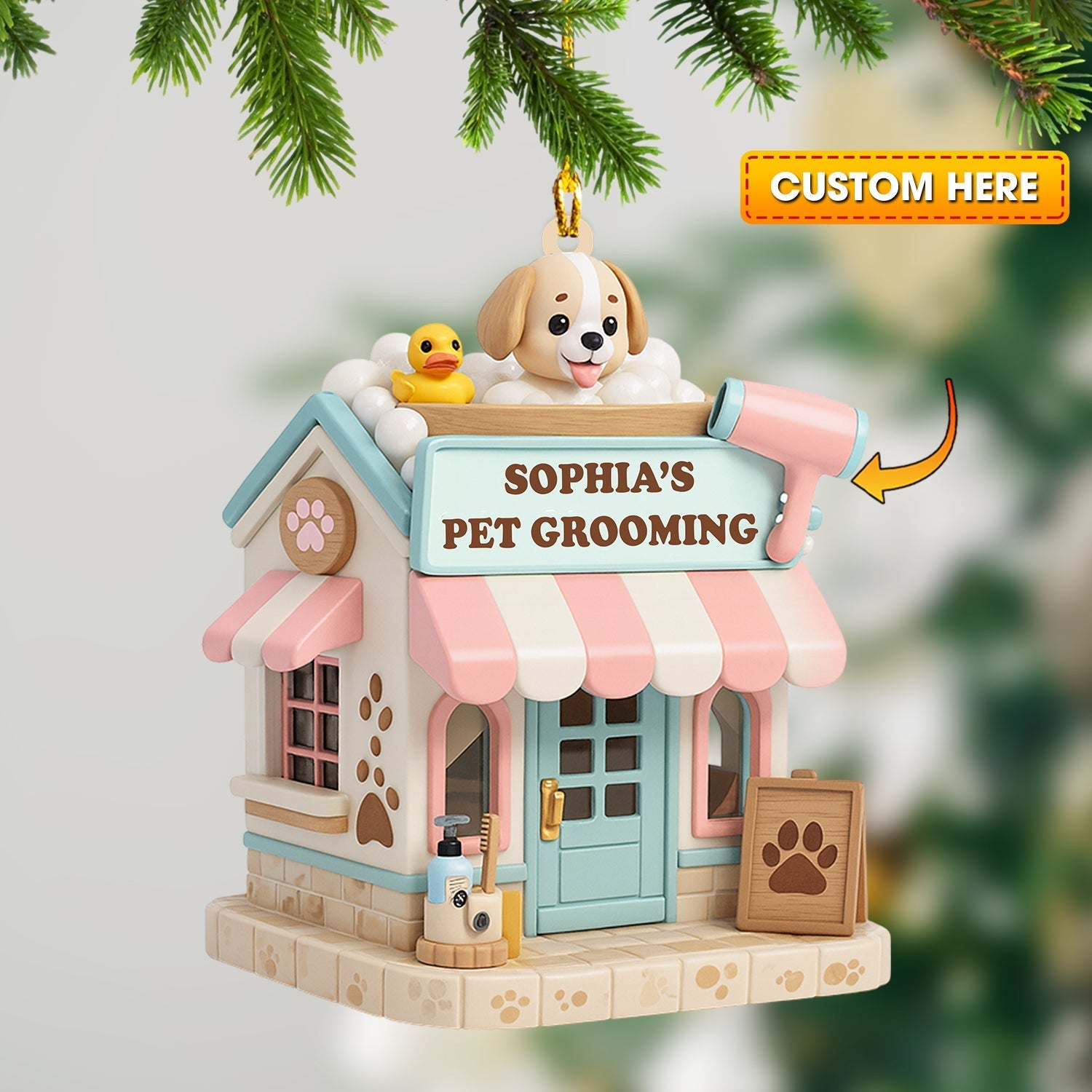 Blisscorners Christmas Pet Grooving, Home Decor, Christmas Ornament, Personalized Ornament2D Flat LM2111