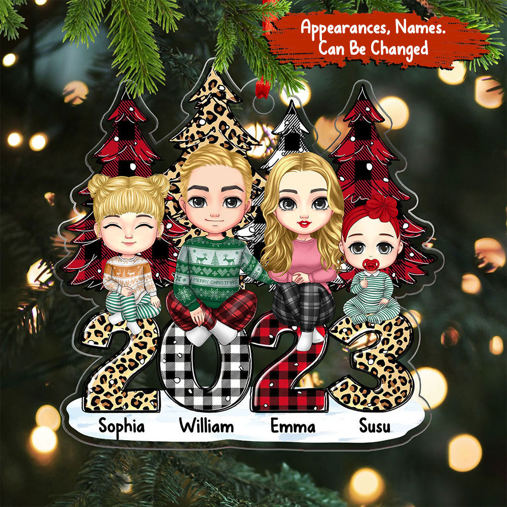 Blisscorners Merry Christmas Family Member - Personalized Acrylic Ornament - Gift For Family, Xmas Gift2D Flat LM2111