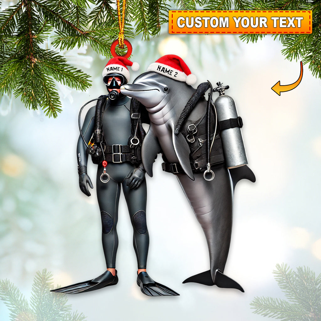 Blisscorners Diver And Dolphin Home Decor Christmas Ornament, Personalized Ornament2D Flat LM2211