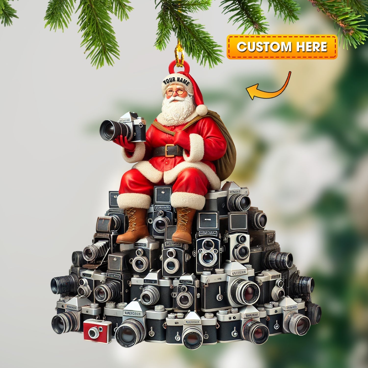 Blisscorners Santa Camera Lover Christmas Home Decor Christmas Ornament, Personalized Ornament2D Flat LM2211